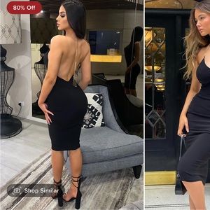 Back in chains midi dress- black, size- medium